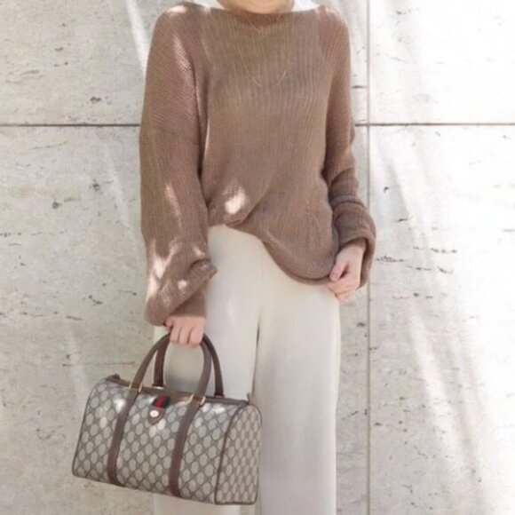 Authentic Gucci Boston Satchel Bag Brown Monogram Coated Canvas - Picture 1 of 16